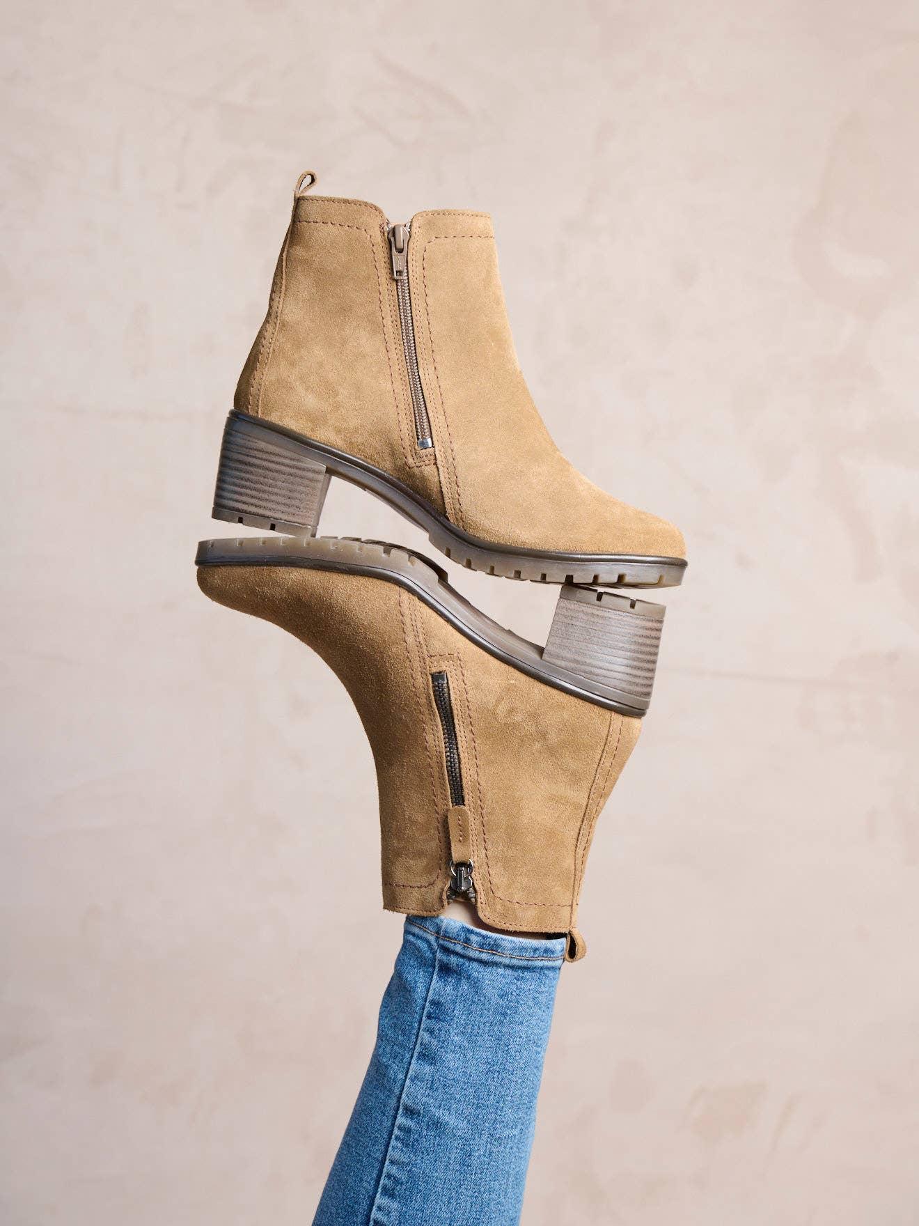 Camel Suede leather comfort width boots (2012546_0023) for wholesale on Faire0