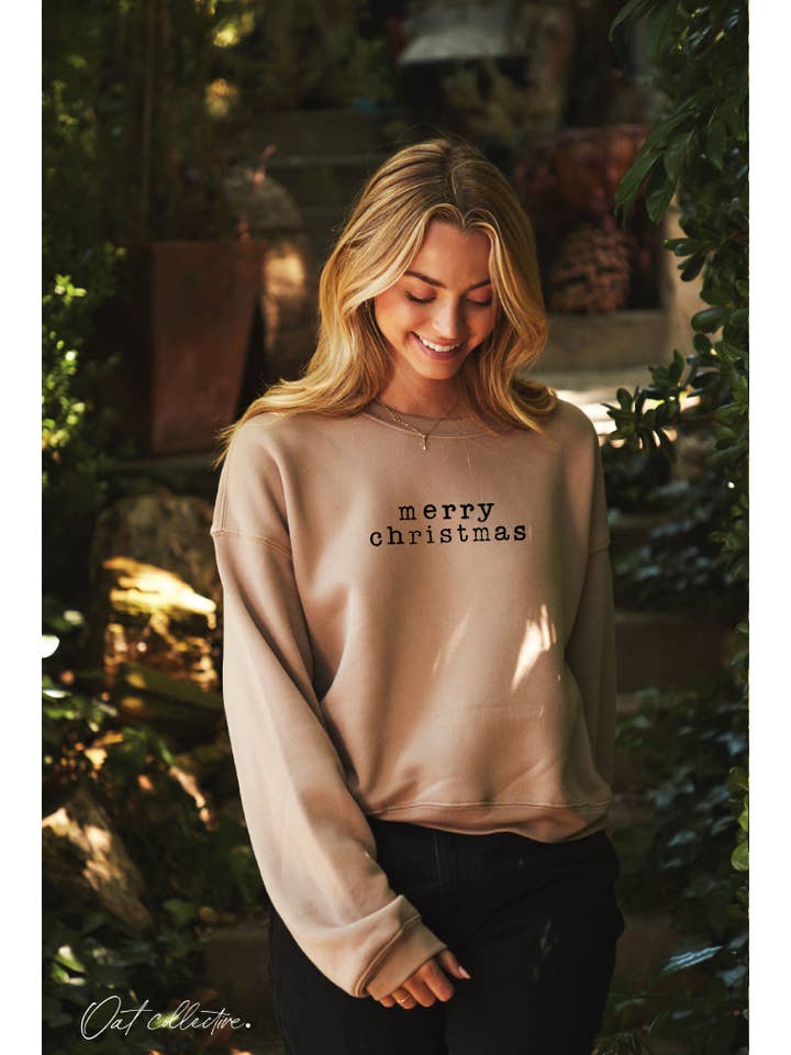 OAT COLLECTIVE - Wholesale Graphic Sweatshirt - Women's - MERRY CHRISTMAS Mid Cropped Graphic Sweatshirt6