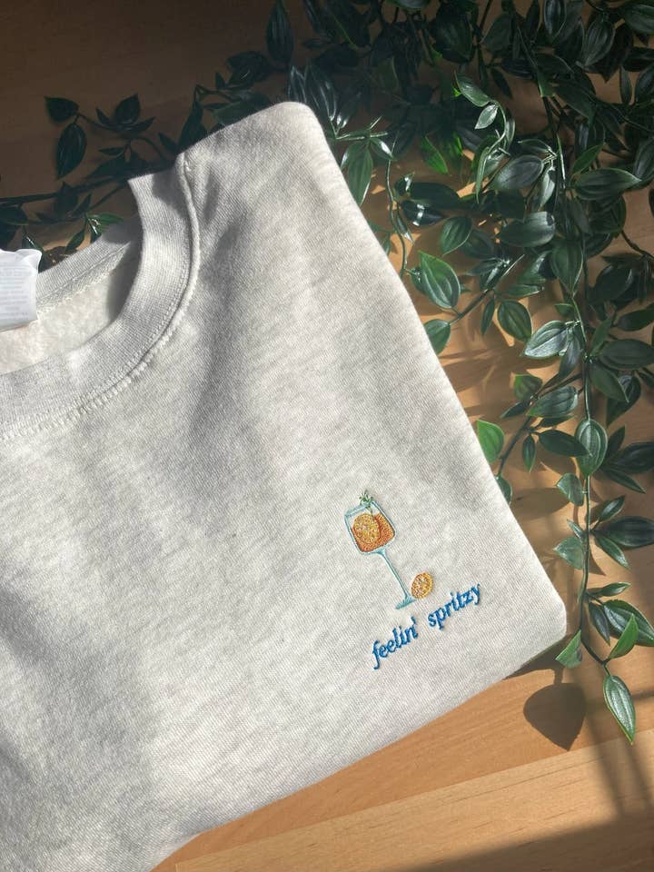 Feelin' Spritzy Luxe Embroidered Crewneck for wholesale by Simple & Stellar