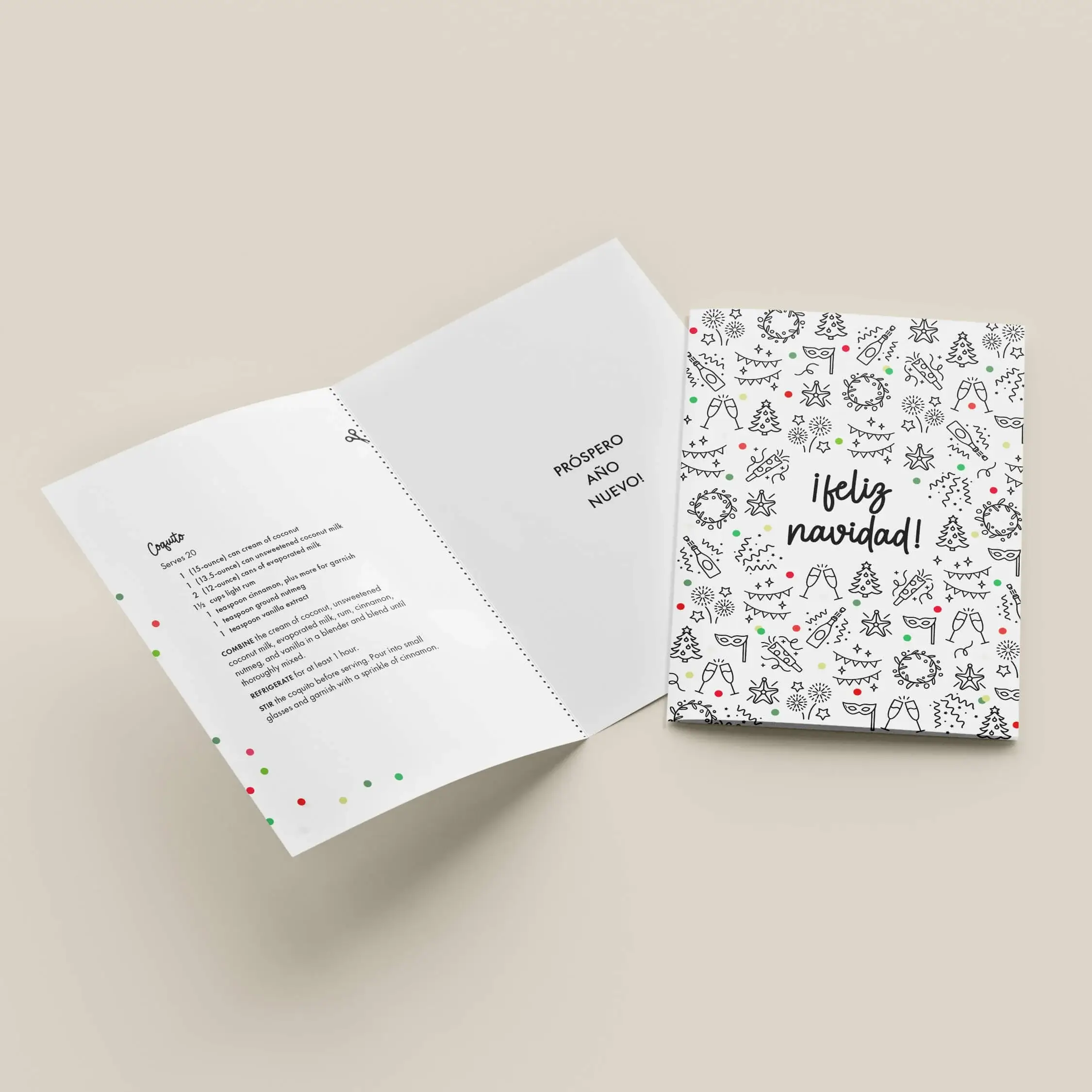 Junebug Ink - Wholesale Season's Greetings Card - Feliz Navidad (Recipe Inside)1