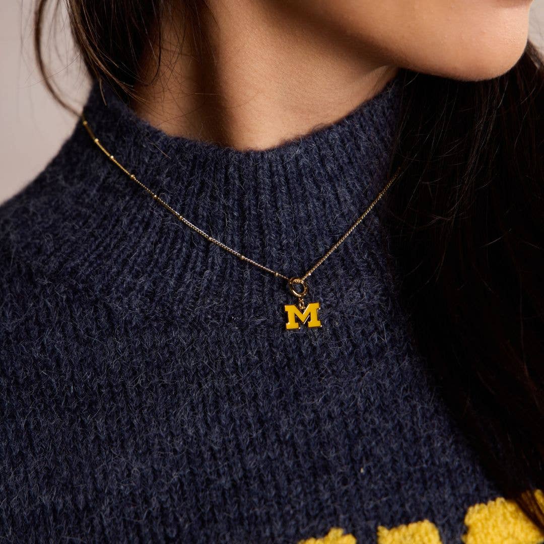 Nickel and Suede - Wholesale Individual Charm/Pendant - University of Michigan Enamel Charm2
