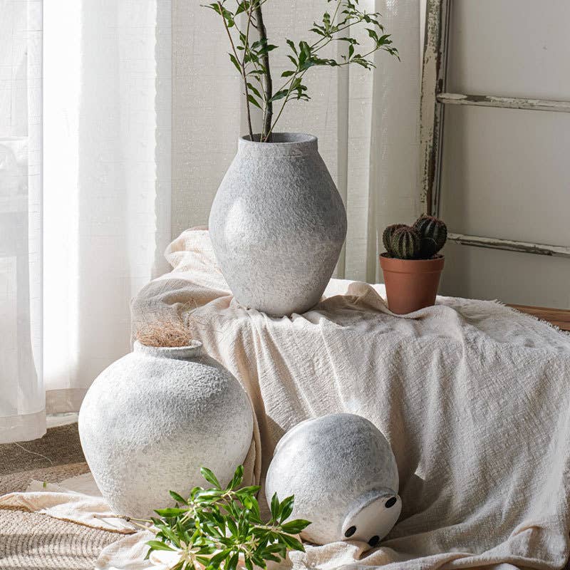 Sweet Home Deco - Vente Vases - Vase en terre cuite fait main, pot d'art en céramique blanc mat8