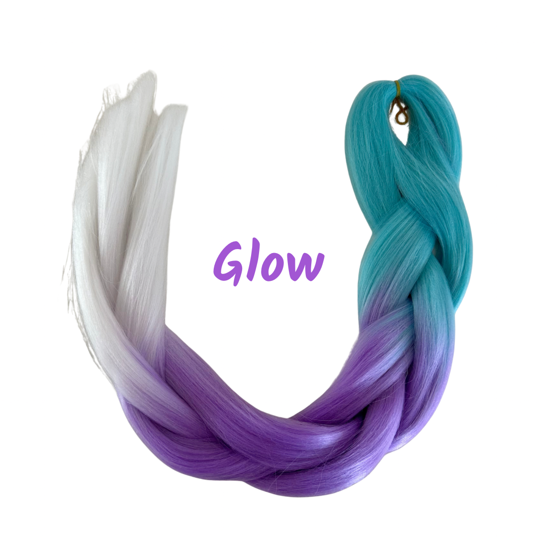 Poppet Locks - Wholesale Hair extensions - Glow in the Dark (/Blue/Purple/White) - braiding hair - 24 Inch - 100g0
