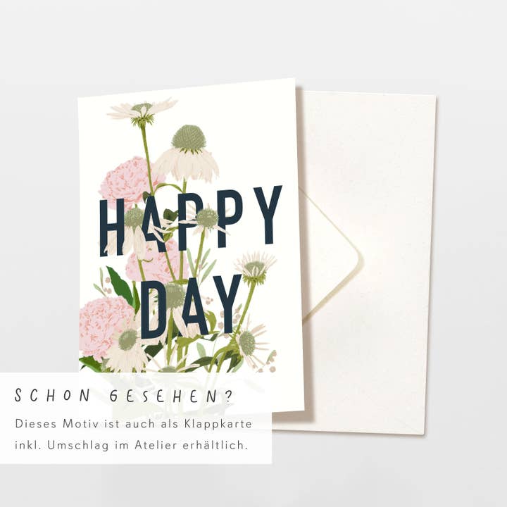 Wildblumen Atelier - Wholesale Postcard - Happy Day lettering postcard with flowers, FSC certified4