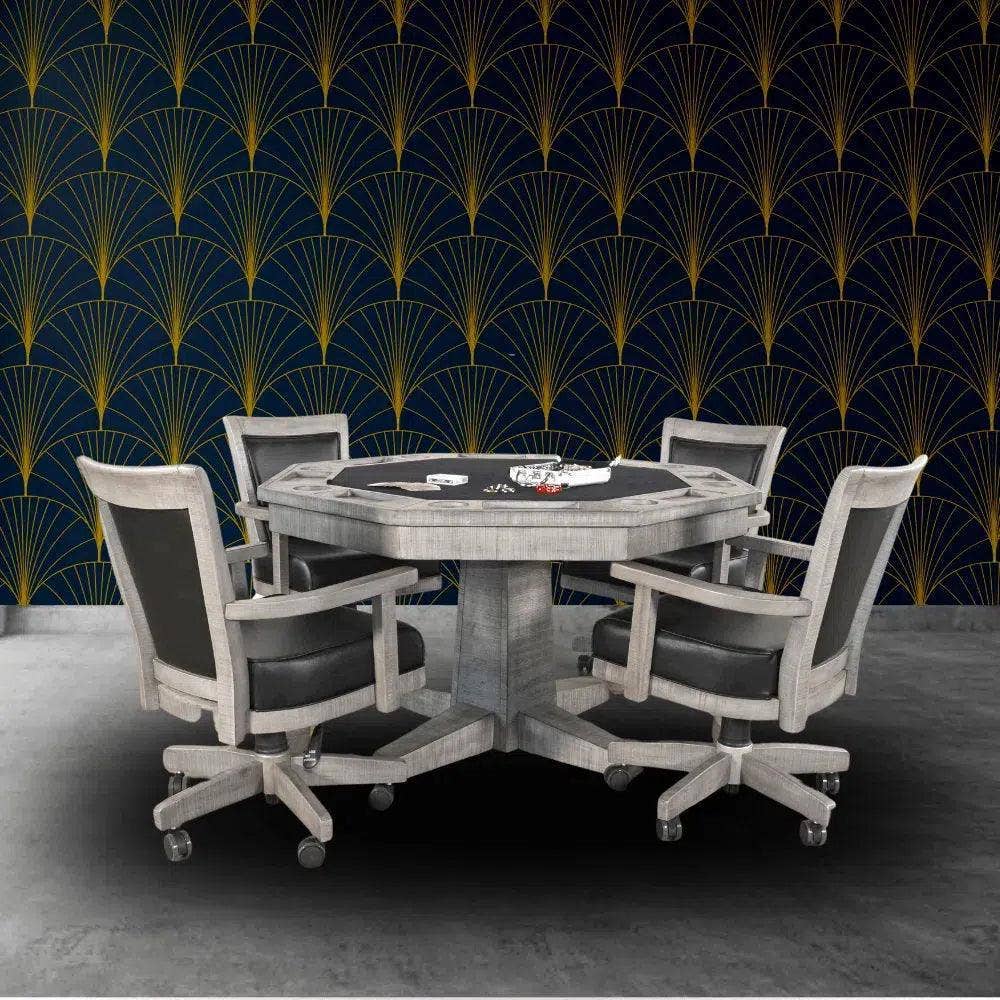 LOOMLAN – wholesale Chair – Reversible Poker Game Table Swivel Leather Chairs Set1