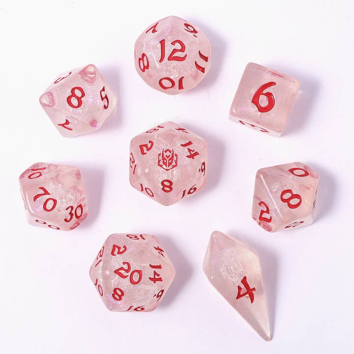 HY02031 Rouleaux Forgés par le Dragon - Ensemble de Dés Polyédriques à Bord Arrondi de 8 Pièces - Solstice d'Hiver pour la vente par Hymgho Premium Dice