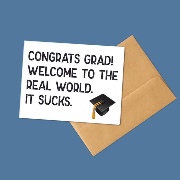 Congrats Grad A2 Greeting Card - Blank Inside for wholesale by Dumblebunny Crafts