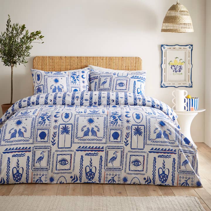 Frieze Abstract Duvet Cover Set Blue for wholesale on Faire