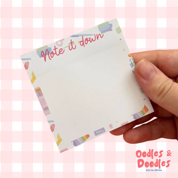 Pastel Stationery Sticky Notes - Note It Down 3in Notepad for wholesale by Oodles & Doodles