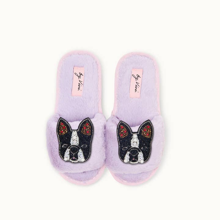 by Vivi. – Großhandel Hausschuhe – Damen – Broschenpaar für Slipper: Bulldogge2