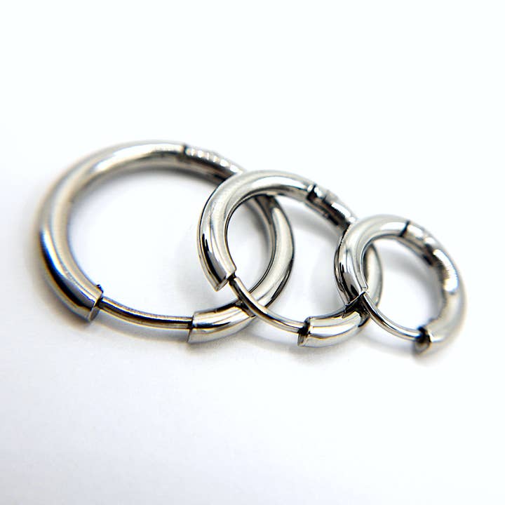 UBNY Collection - Wholesale Hoop Earrings - Hinge Hoop Earrings • Hypoallergenic Steel • Dark Silver5