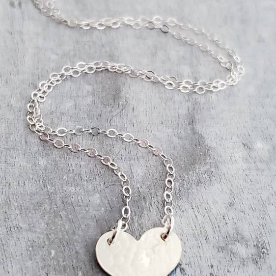 Sosie Designs - Wholesale Pendant/Charm Necklace - Silver Hammered Heart Necklace
