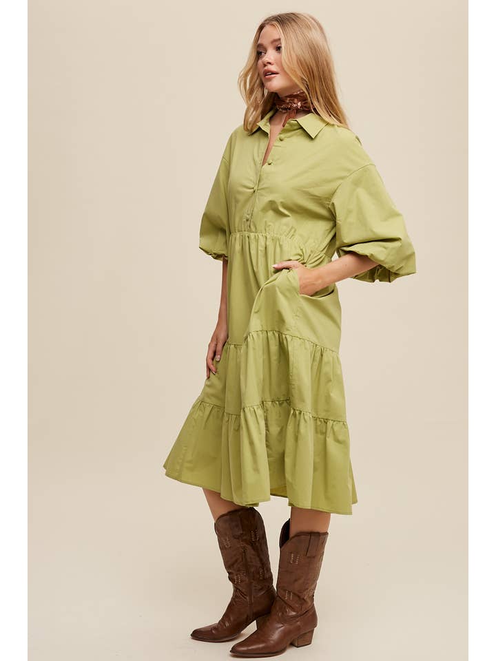 Listicle - Wholesale Dress – Women's - Tiered Poplin Shirt Dress19