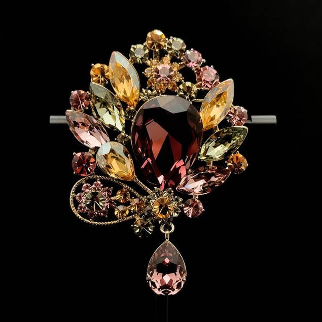 Royal Boho Brooch – Ethnic French Crystal Pin for Party and Wedding Outfits for wholesale by Zenthaven