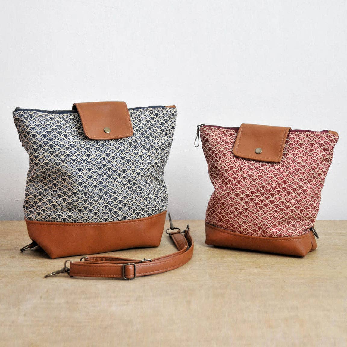 Lauren Holloway - Wholesale Backpack - Women's - Willow Convertible Backpack - Red Japanese Wave3