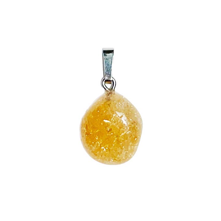 France Mineraux - Wholesale Pendant/Charm Necklace - 925 Silver Pendant - Citrine Rolled Stone1