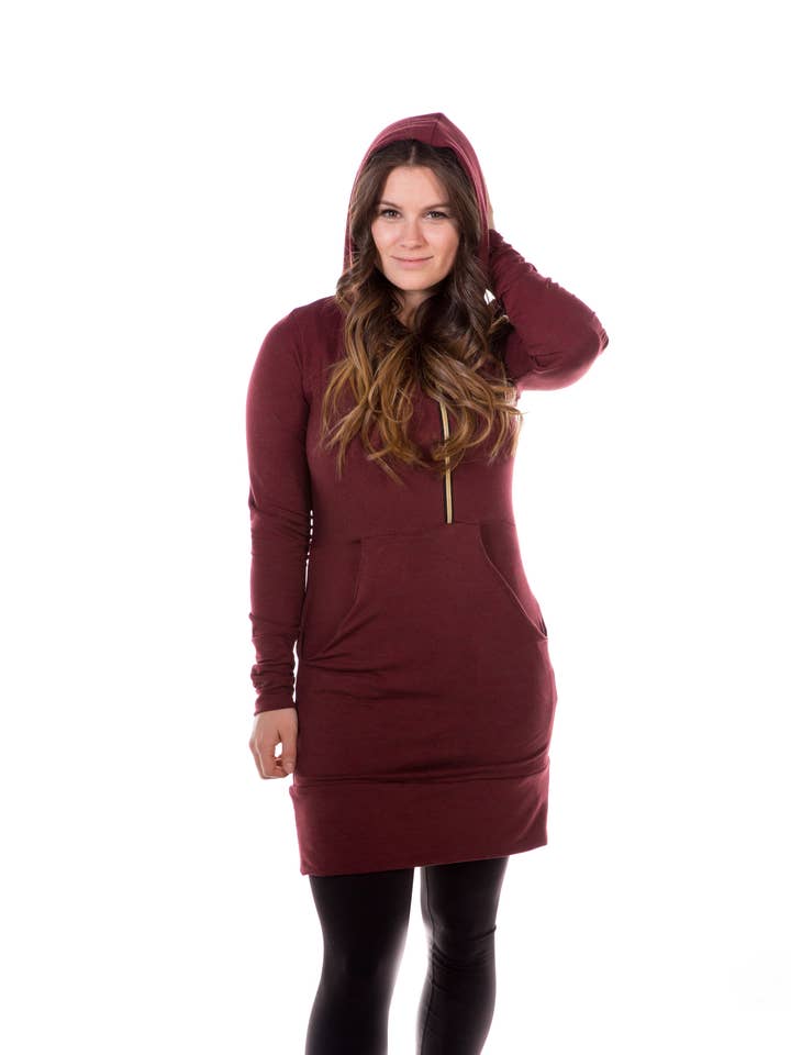 Bamboo hoodie jurk met rits voor wholesale door Prahsik