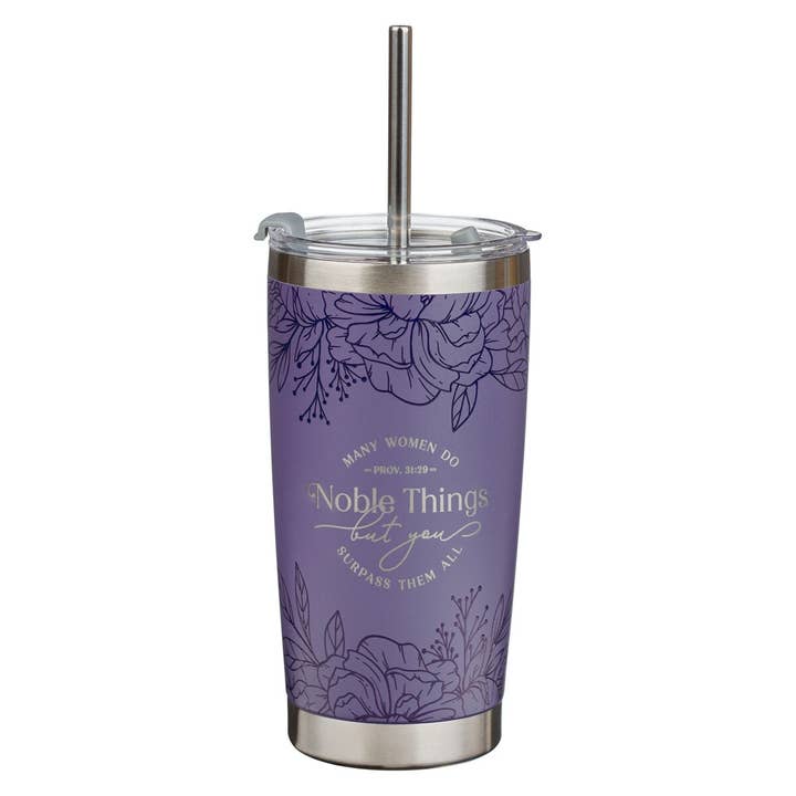 Tumbler SS Purple Noble Things Prov. 31:29 for wholesale by Christian Art Gifts