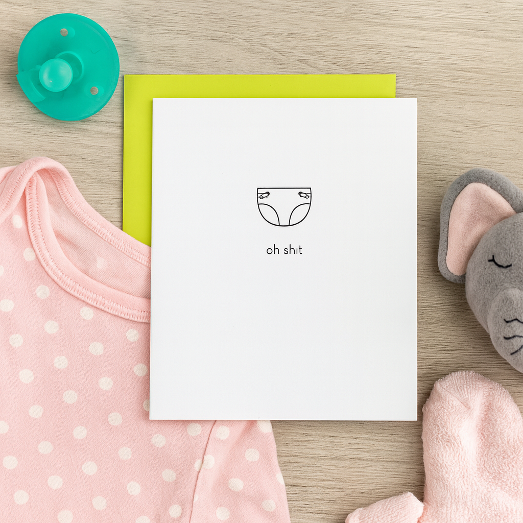Chez Gagné - Vente Cartes bébé - Oh Merde Couches - Nouveaux Parents | Nouveaux Grands-Parents - Carte Drôle1