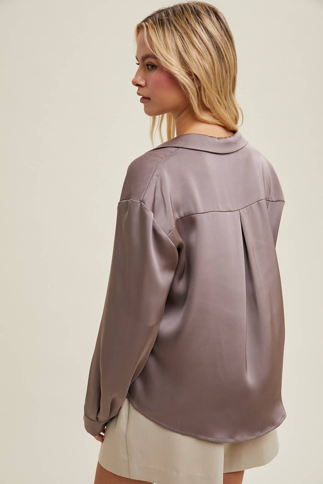 Wishlist Apparel - Wholesale Button Down Shirt - Women's - SATIN BUTTON-UP SHIRT / WL24-91187