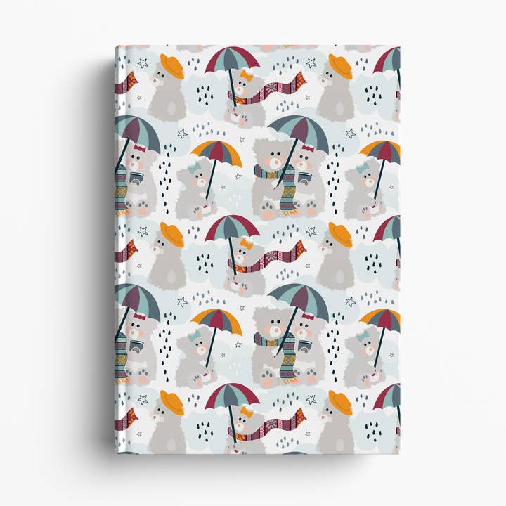 Rainy Bears Hardback Lined Notebook - A4 or A5 for wholesale by The Really Cute Stuff Company