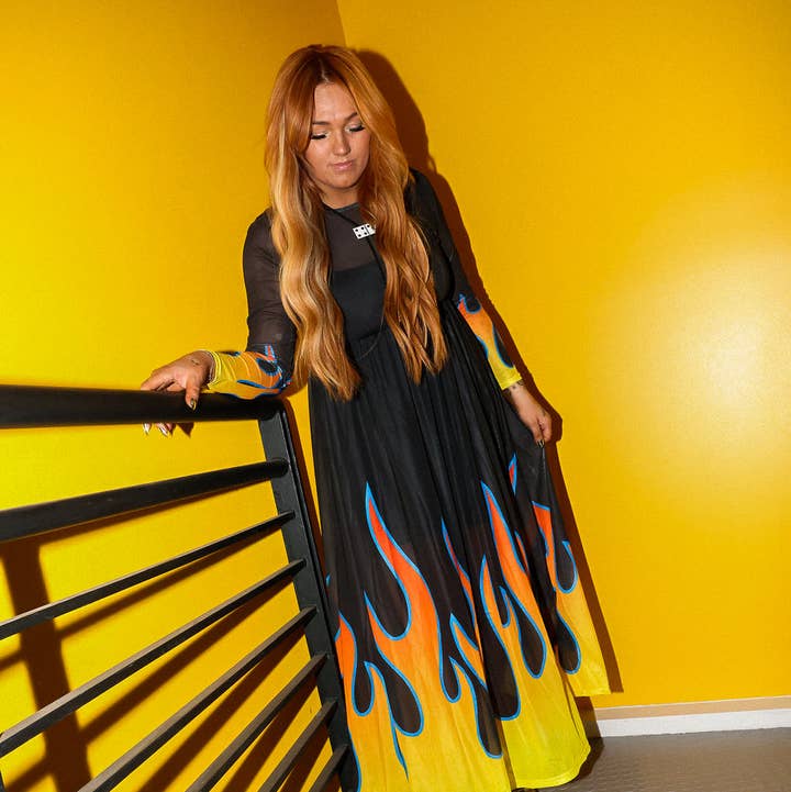 Heatwave Flame Mesh Dress for wholesale by Burnt Toast