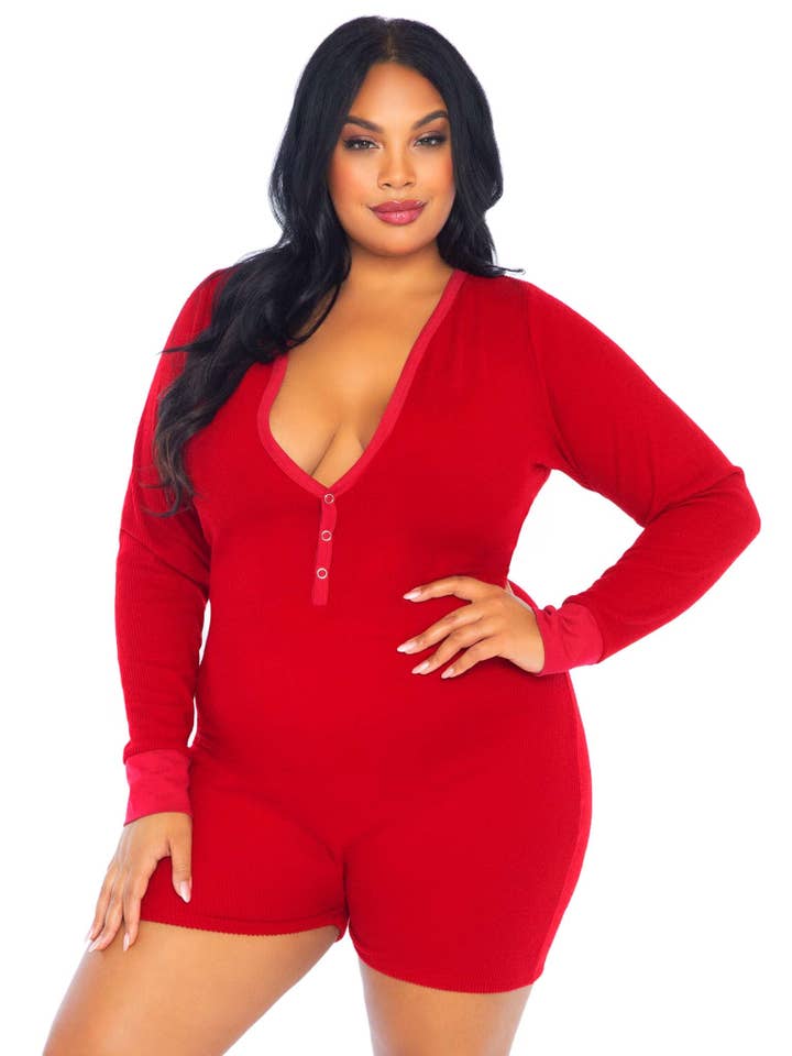 Sweet Dreams Plus Long Johns Romper for wholesale by Leg Avenue