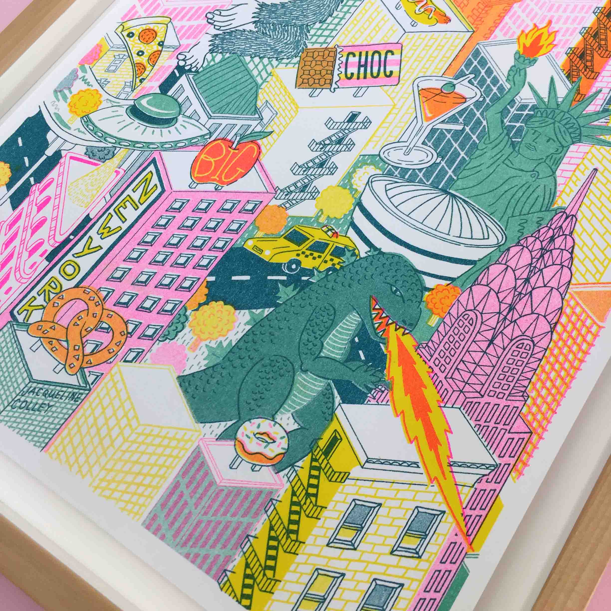 Jacqueline Colley - Wholesale Art Print - A4 New York City, Architectural Risograph Print6