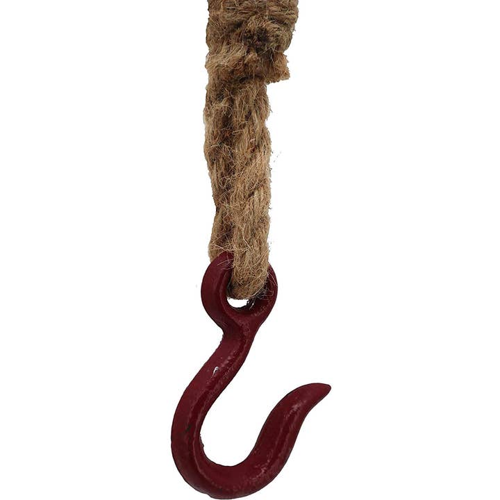 Paris Loft Inc - Wholesale Decorative Tabletop Object - Decorative Iron Faux Pulley with Jute Rope and Hook