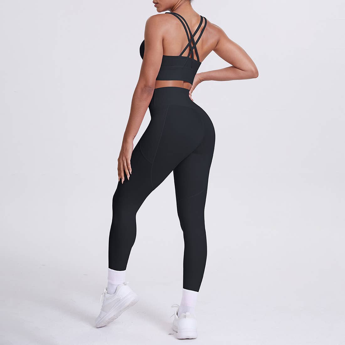 Sodalemon - Venta al por mayor Conjunto de ropa deportiva - Mujer - Conjunto de Yoga para Mujeres: Leggings de Cintura Alta con Bolsillo + Sujetador Deportivo11