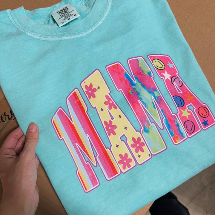 Neon Groovy Mama – Chalky Mint Tee | Retro Graphic T-Shirt for wholesale by Gunpowder and lace wholesale