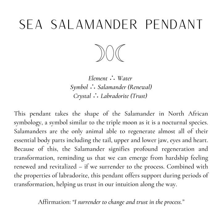 Nomadic Priestess - Vente Colliers à pendentif - Pendentif Salamandre de Mer