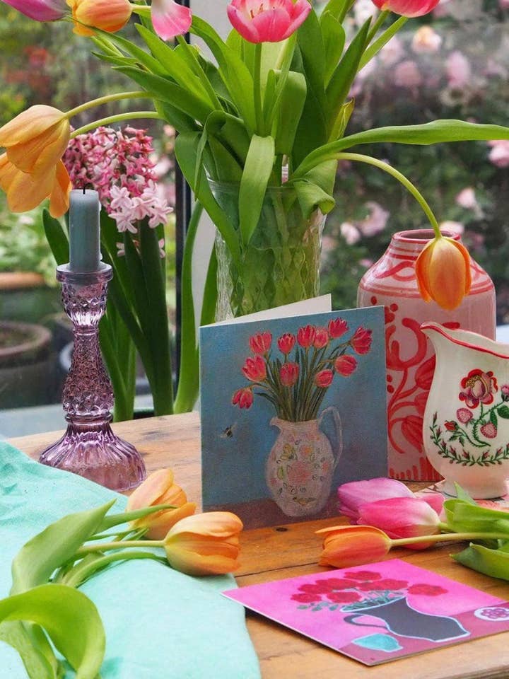 Ensemble de cartes de vœux artistiques printanières par Zoe Attwood pour la vente par zoe attwood