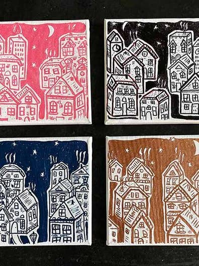 Itty Bitty Byer - original maleri for engroshandel hos BRETT NEWSKI