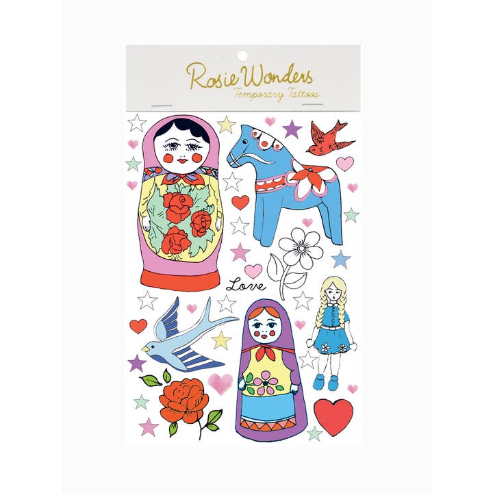 A5 Temporary Tattoos - Russian Doll for wholesale by Rosie Wonders
