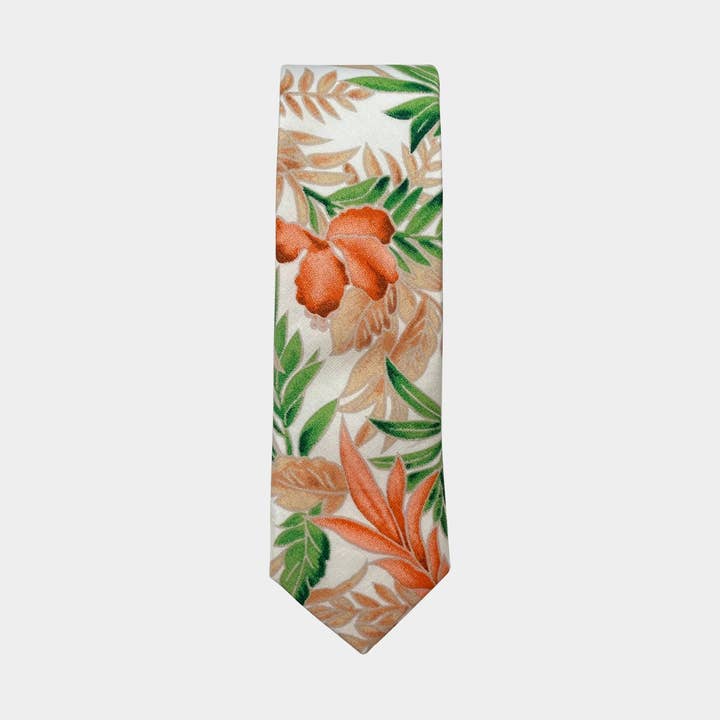 Kona Men's Necktie in Coral Floral Design for wholesale by Frank & Buck