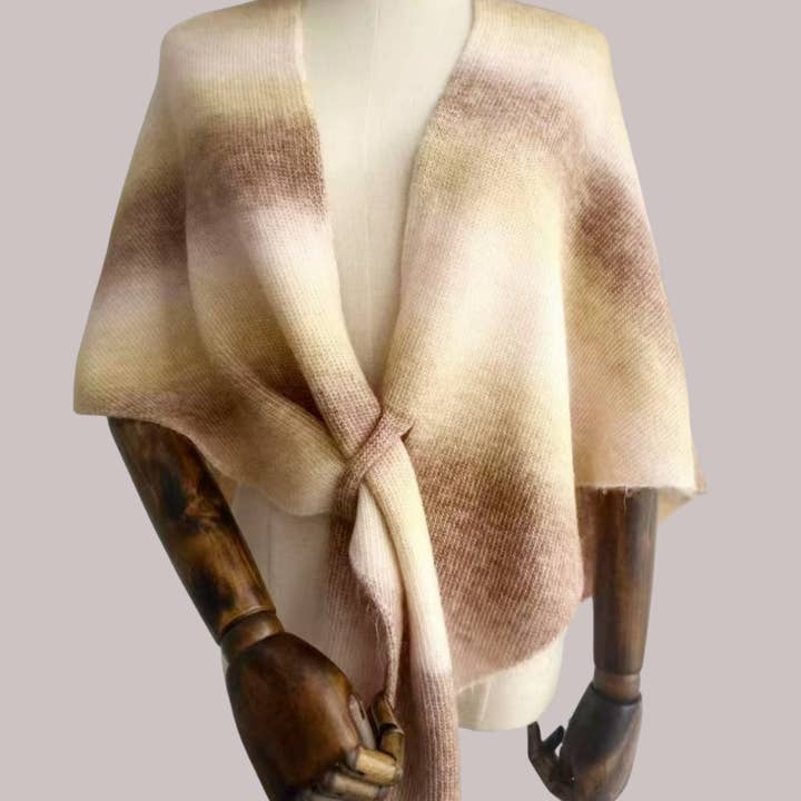 JC Sunny Fashion - Wholesale Scarf - Women's - Ombre Knit Triangle Scarf/Shawl with Cross-Front Design 5