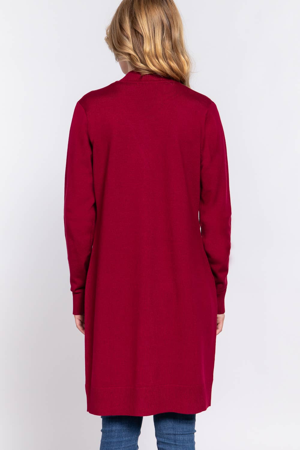 Active Basic | Active USA - Vendita all'ingrosso Cardigan - Donna - Cardigan tunica aperto a costine con maniche lunghe e banda8