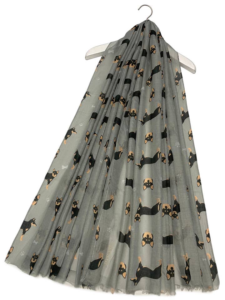 Husky Dog Print Frayed Scarf for wholesale by Fashion Scarf World