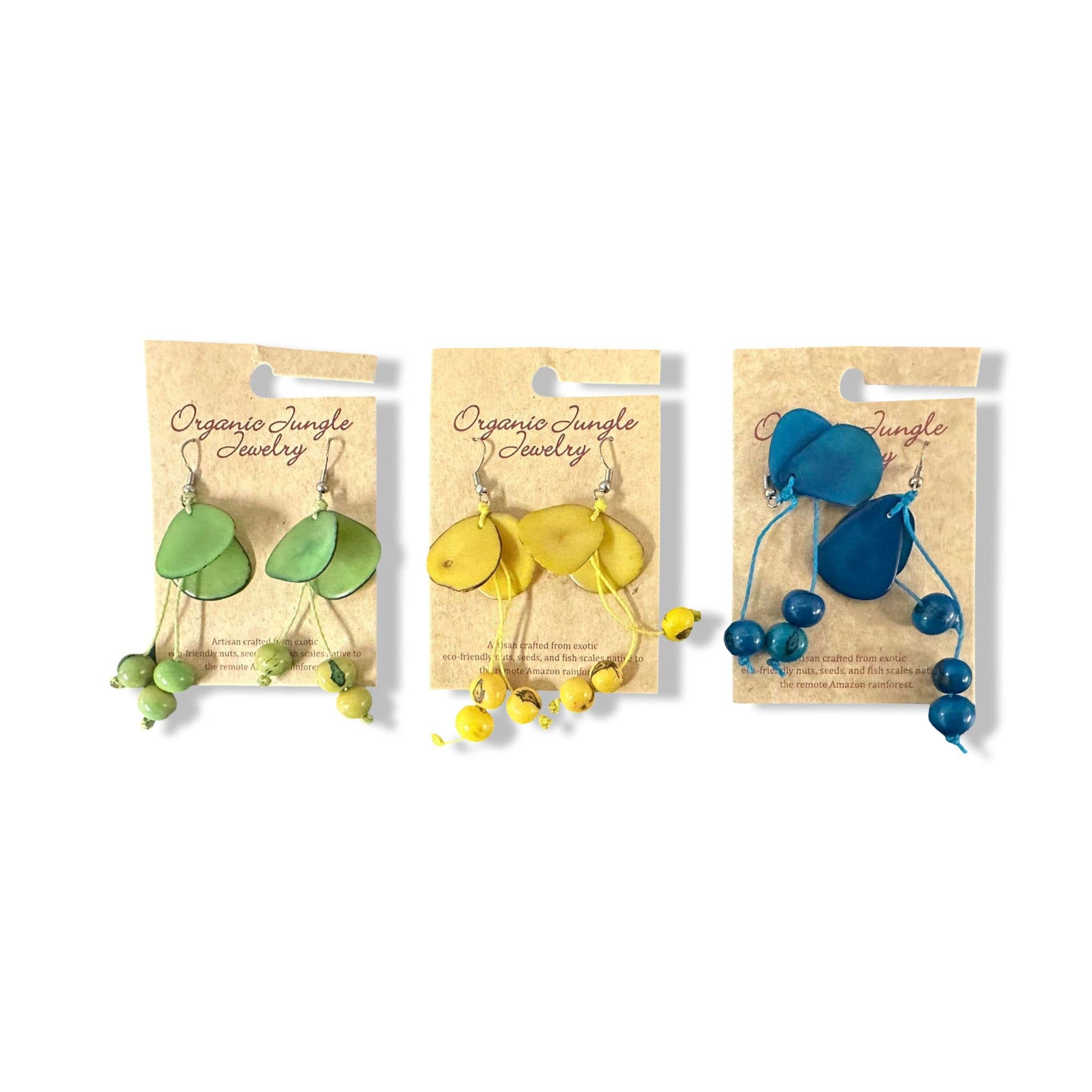 Sanyork Fair Trade - Vendita all'ingrosso Orecchini pendenti - Orecchini Tagua con 2 chip, fatti a mano in Perù