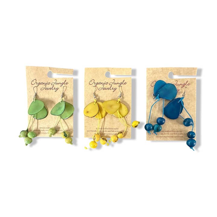 Sanyork Fair Trade - Vendita all'ingrosso Orecchini pendenti - Orecchini Tagua con 2 chip, fatti a mano in Perù0