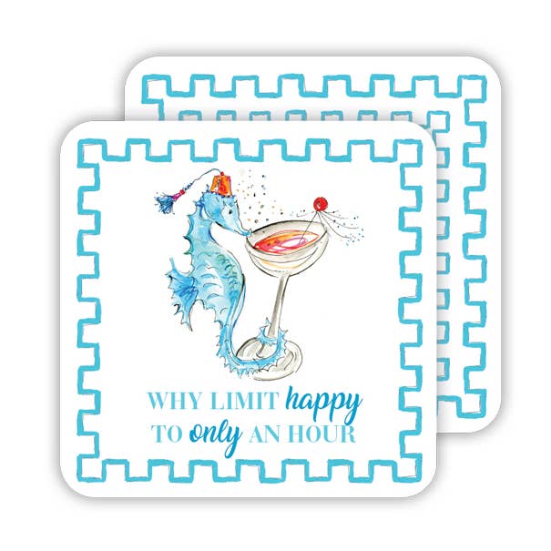 Why Limit Happy To Only One Hour Seahorse Paper Coaster for wholesale by RosanneBeck Collections