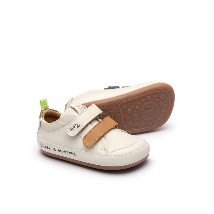 BOSSY WORM Barefoot Sneakers (TAPIOCA/ HAY/ SLATE BLUE) for wholesale by Tip Toey Joey