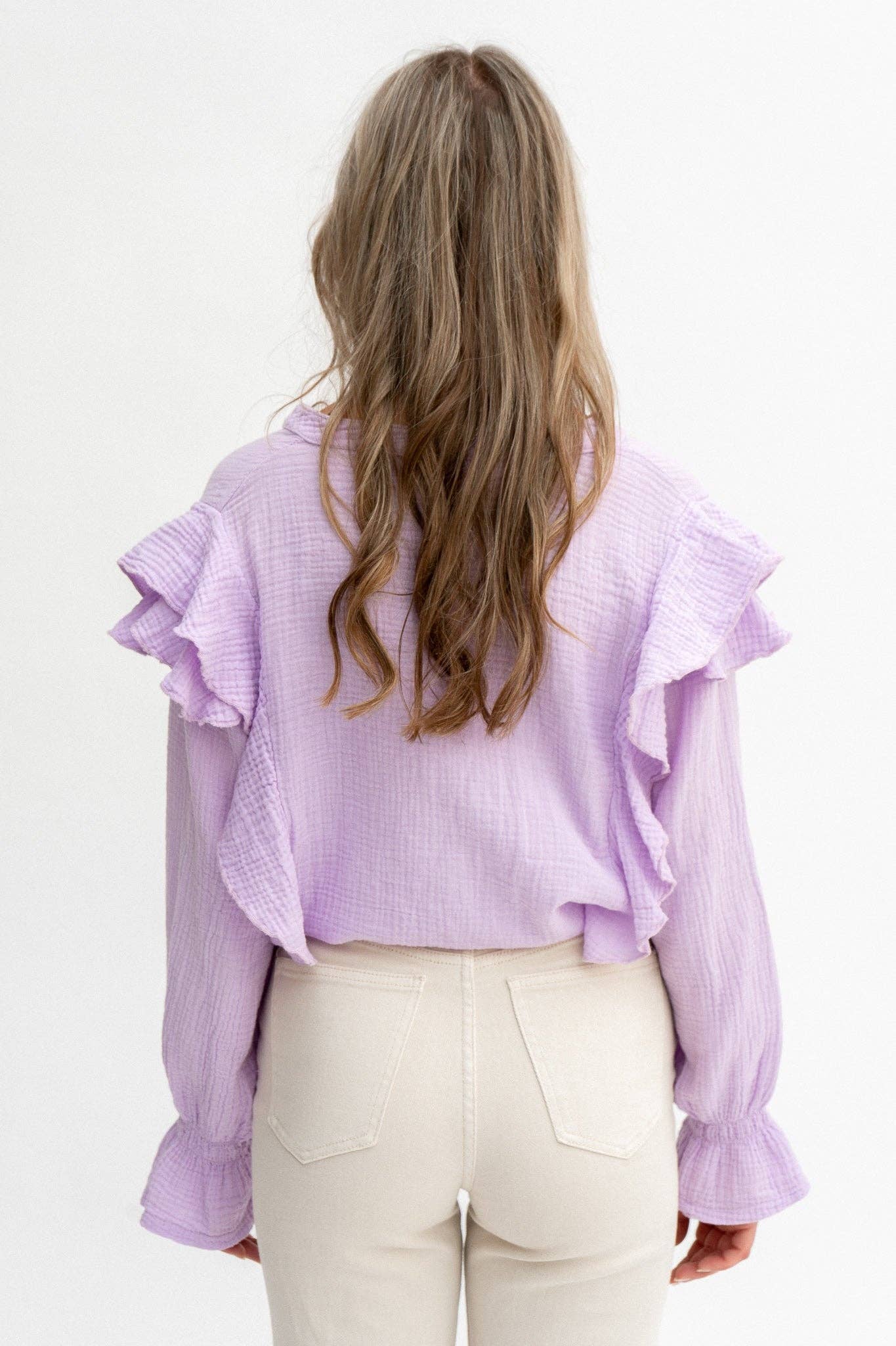 Wild Daisy - Wholesale Blouse - Women's - WILD BONNIE oversized muslin shirt in lilac4