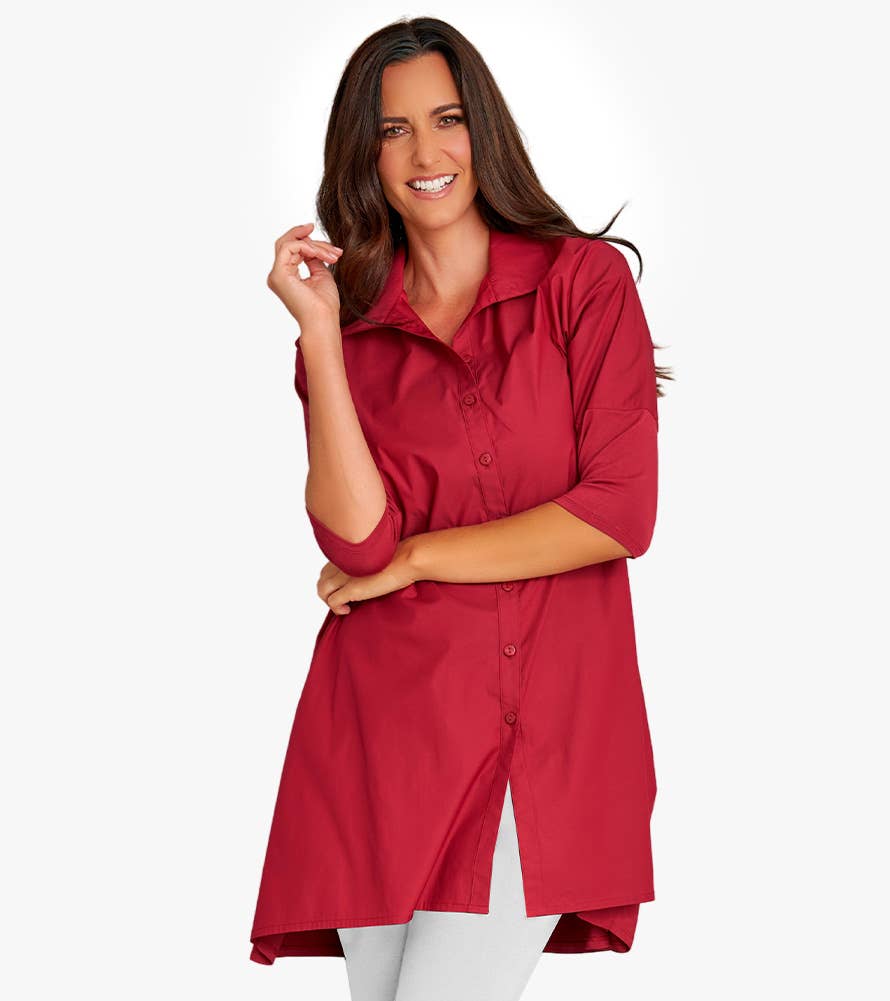 Stella Carakasi - Wholesale Tunic - Women's - Women's 3/4 Sleeve A-Line Cotton Poplin Tiburon Tunic Icon33