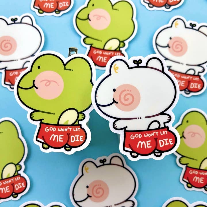 God Won’t Let Me Die Stickers for wholesale by Cool Art Corner
