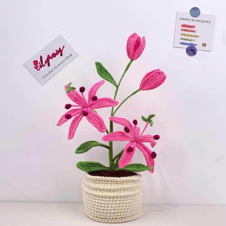 Lilyrosy(Duty free) - Wholesale Kunstbloemen - Lilyrosy Gehaakte Bloempotten, Handgemaakte decoratie1