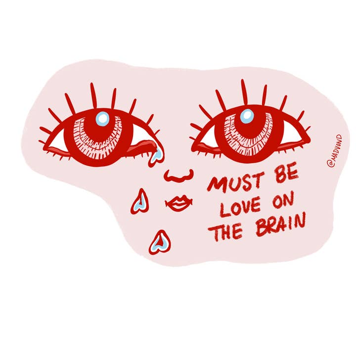 Crying Heart Eyes Sticker for wholesale by Madison Vermilya Art