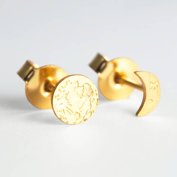 Boucles d'oreilles Pleine Lunes doré à l’or fin pour la vente par Adorabili