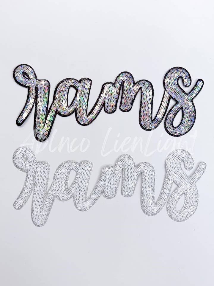 Rams Cursive Letter Mascot Gameday Sequins Patch for wholesale by ABLNco